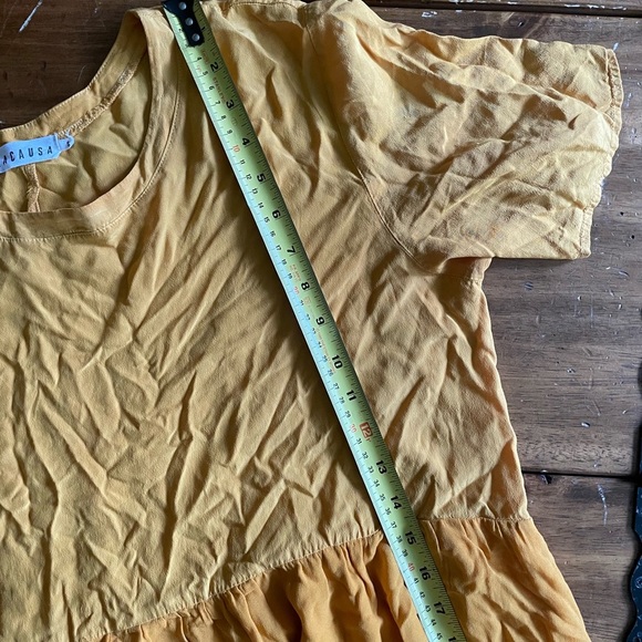 Lacausa Cassie Dress Anthropologie “tar” Gold Yellow Babydoll Layered Small S - Picture 8 of 12